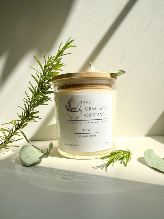 Litha Soy wax Candle - Lemon Eucalyptus & Geranium