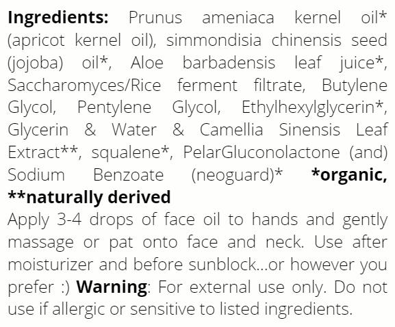 Air face oil ingredients