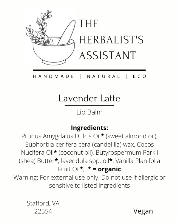 Lavender Latte Lip Balm - Organic, Herbal and Soothing Lip Balm - The Herbalist's Assistant