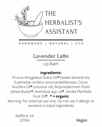 Lavender Latte Lip Balm - Organic, Herbal and Soothing Lip Balm - The Herbalist's Assistant